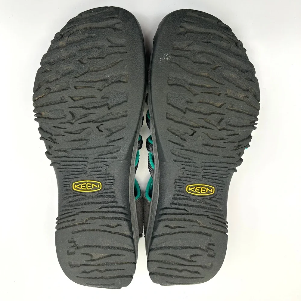 Keen Whisper Water Sandals Womens 11 Gray Teal Hiking Outdoor Bungee Waterproof